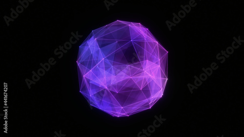 Abstract technology sphere background from lines and dots. Geometrical backdrop