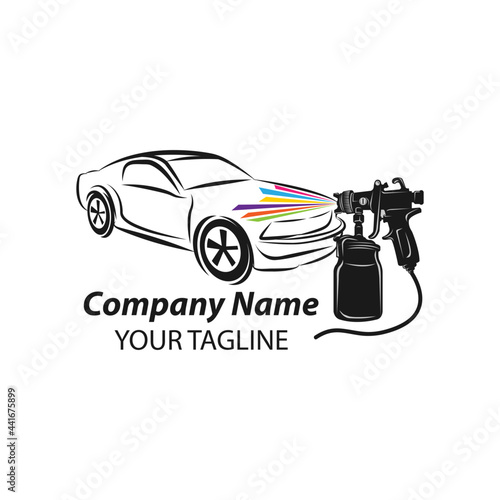 car painting logo with spray gun and Unique Colorful Vehicle Concept