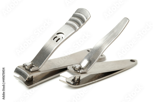 Nail clippers on white background 