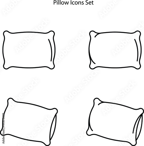 pillow icons set isolated on white background. pillow icon thin line outline linear pillow symbol for logo, web, app, UI. pillow icon simple sign. photo