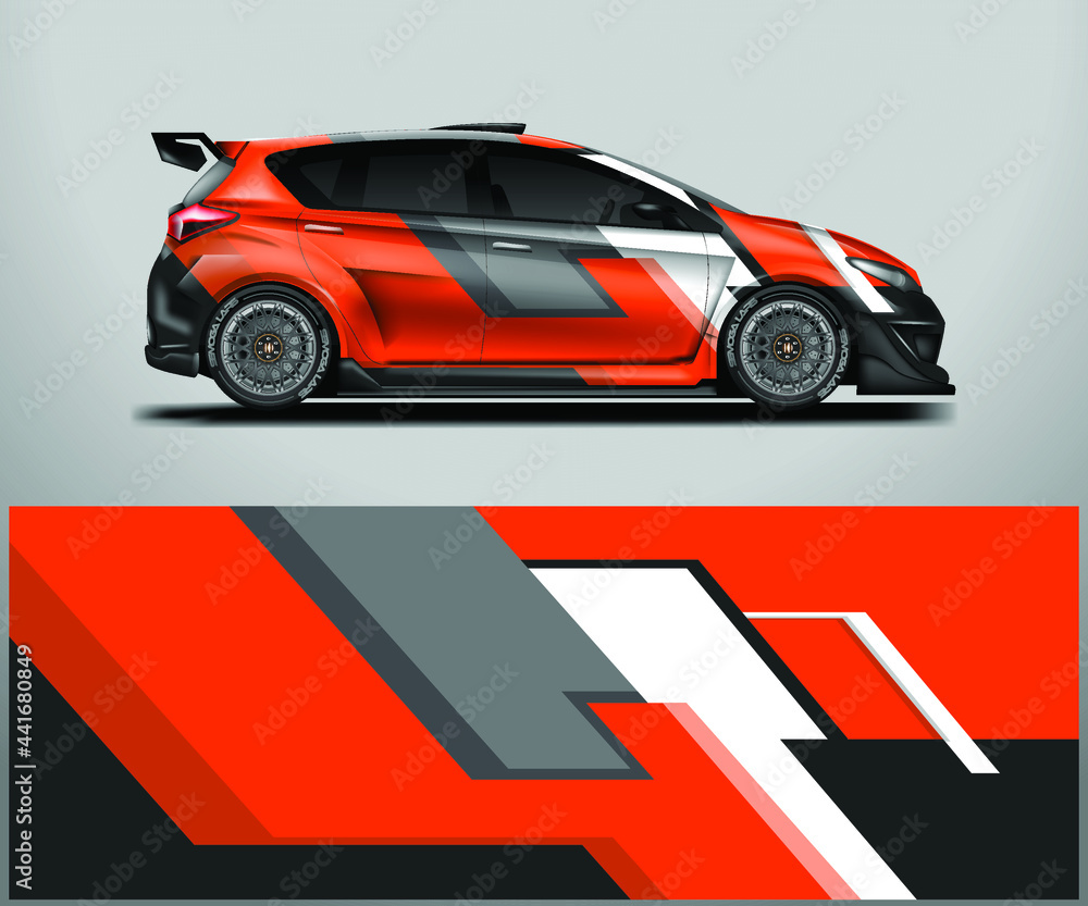 Car Wrap Racing Design Vector. Graphic background designs for vehicle . Daily Car Wrap 