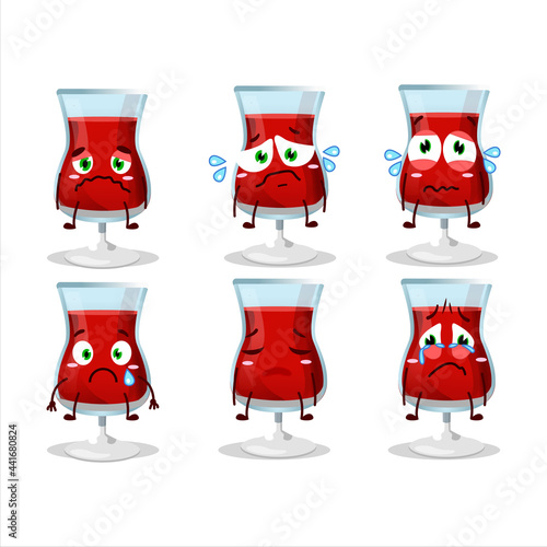 Red wine cartoon character with sad expression