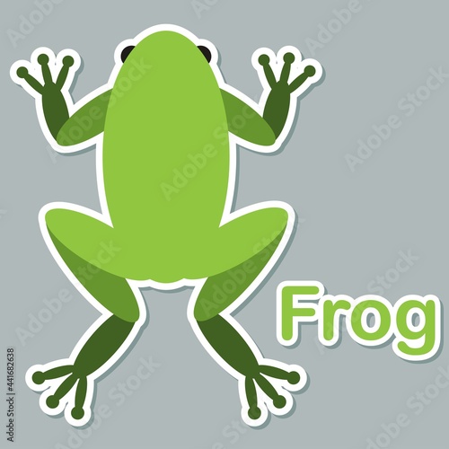Cute frog sticker vector illustration for paper bookmark collection. Frog logo mascot in modern style. Frog pop art chic patches, pins, badges and stickers.