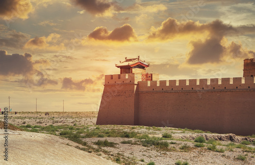 Jiayu Pass at the west end of the Great Wall of China in Gansu Province China photo