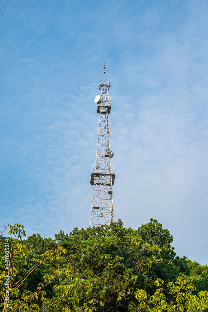 Fototapeta premium communication tower for 5G network telephone cellsite with dusk sky