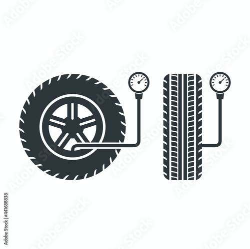 tire air fill illustration, icon for tire service center.