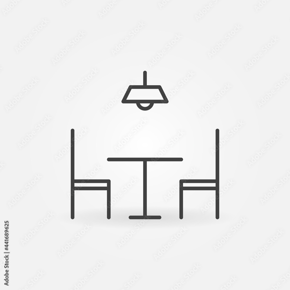 Fototapeta premium Table with Two Chairs vector concept line icon or symbol