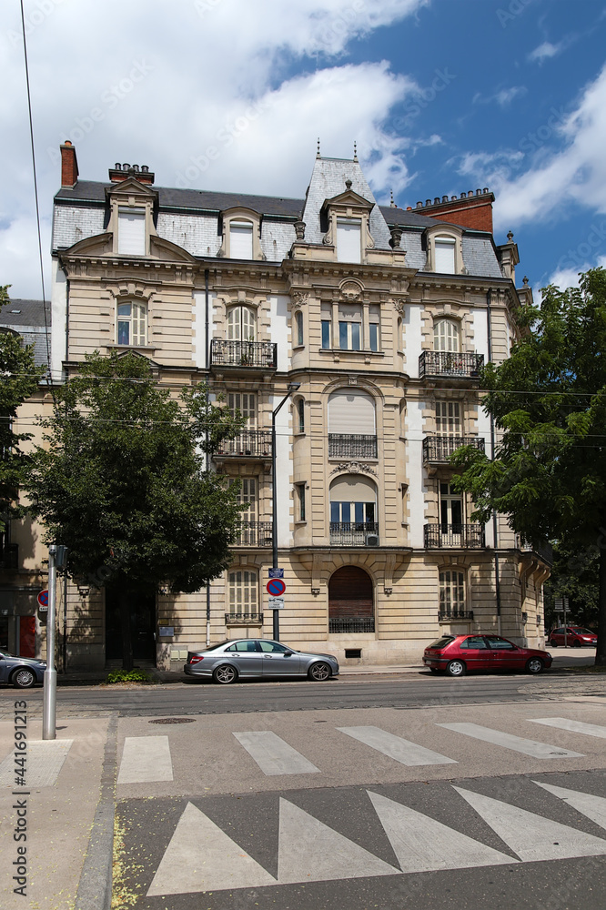 Dijon, France. Facade of a building on Boulevard Tremouille 