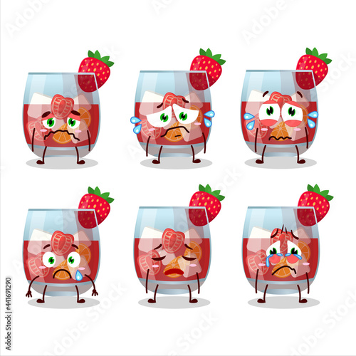 Glass of sangria cartoon character with sad expression