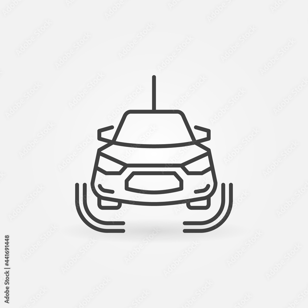 Self-Driving Car vector concept outline icon. Front View Self-Driving Car vector concept outline icon. Front View
