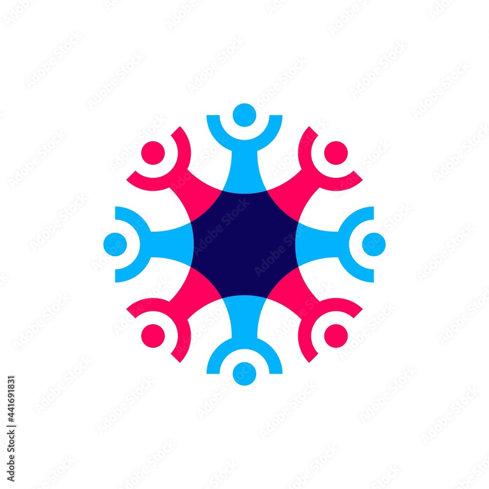 eight people overlapping family team work diversity logo vector icon ...
