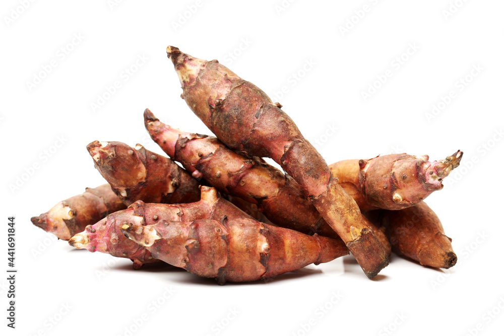 Jerusalem artichoke on a white background Jerusalem artichoke on a white background