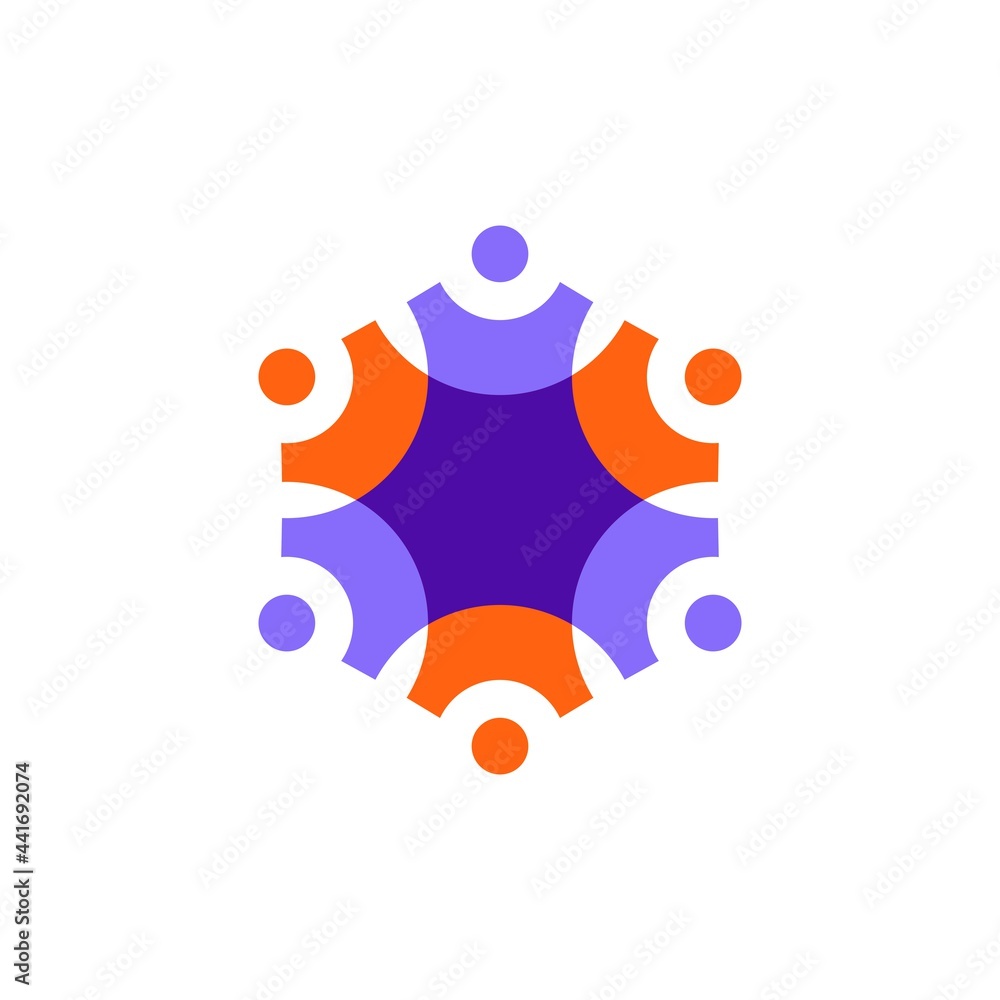 six people overlapping family team work diversity logo vector icon ...