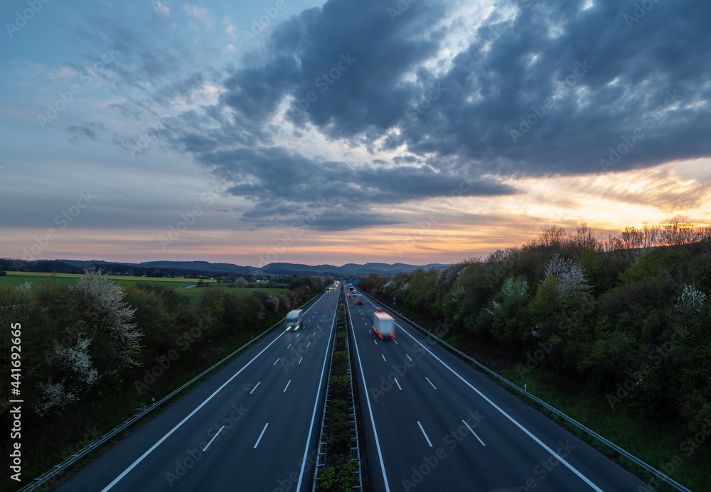 Fototapeta premium Night traffic on the highway in Germany