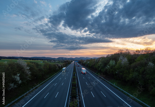 Night traffic on the highway in Germany © wlad074