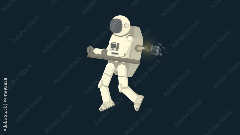 Astronaut with a jetpack. Animation of the spaceman space mission, alpha channel. Cartoon Astronaut with a jetpack. Animation of the spaceman space mission, alpha channel. Cartoon