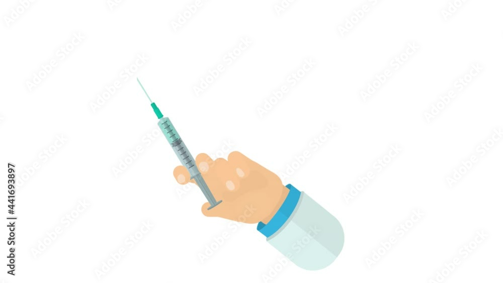 Vaccination. Animation of a vaccine injection from a medical syringe, the alpha channel is turned on. Cartoon Vaccination. Animation of a vaccine injection from a medical syringe, the alpha channel is turned on. Cartoon