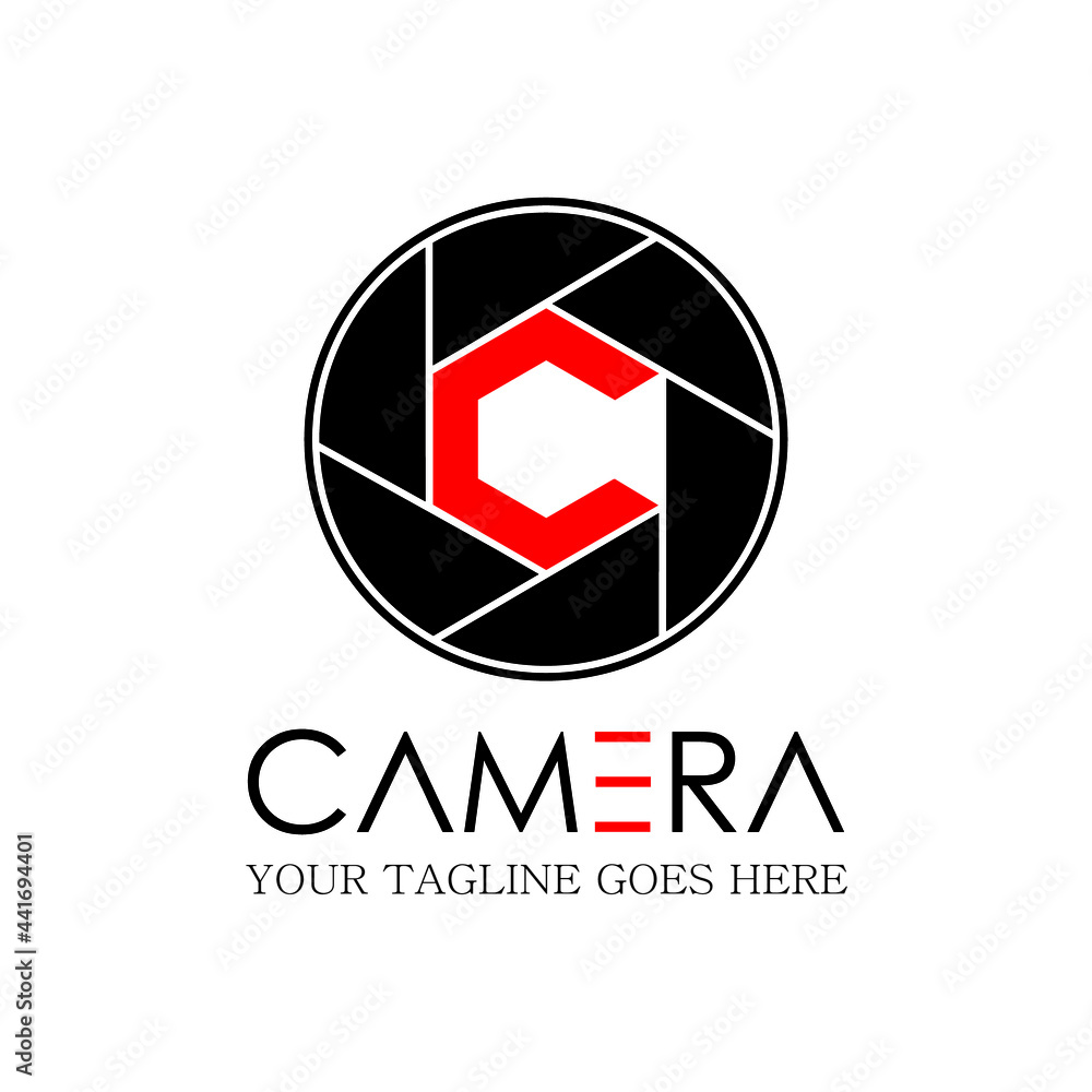 Shutter aperture camera lens logo design with initial Letter C  for photo, photography or photographer business