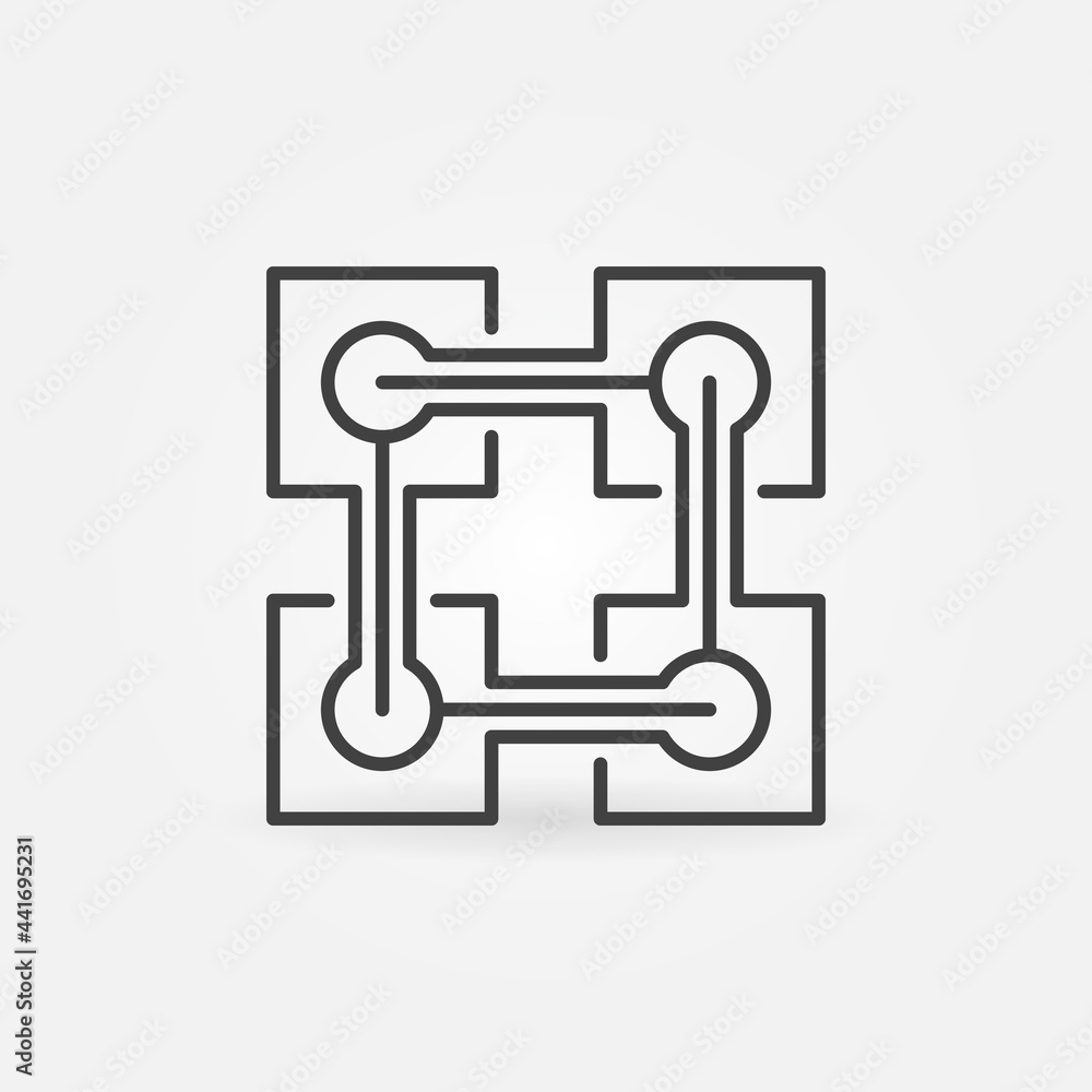 Blockchain linear vector concept simple icon or logo Blockchain linear vector concept simple icon or logo
