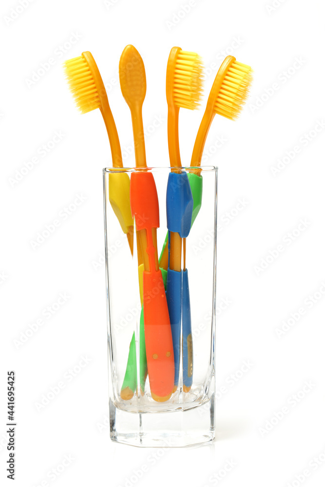 colorful toothbrushes on white background colorful toothbrushes on white background