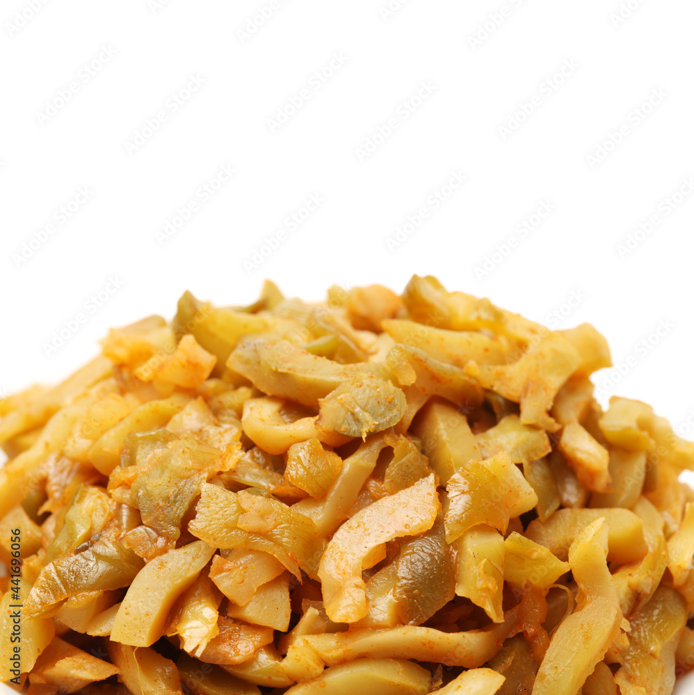 hot pickled mustard tuber on white background hot pickled mustard tuber on white background