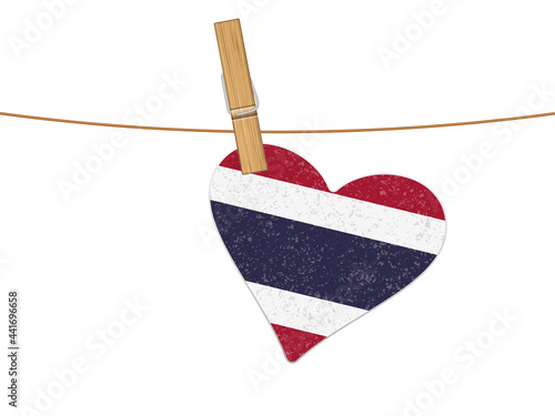 Heart Thailand flag on clothesline