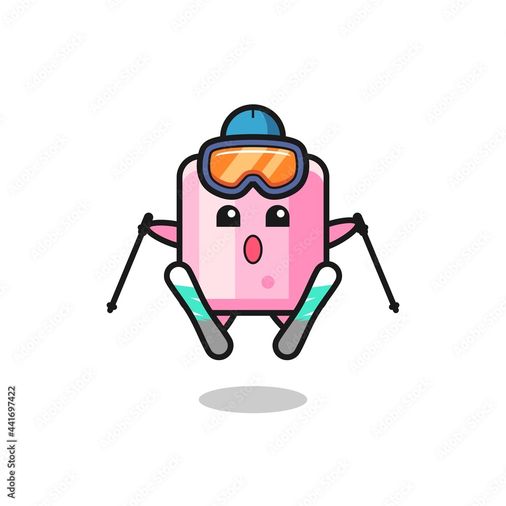 marshmallow mascot character as a ski player marshmallow mascot character as a ski player