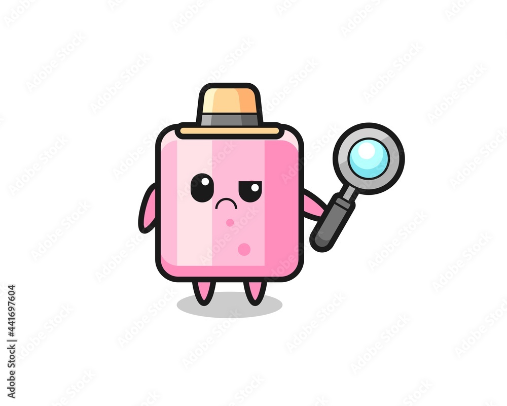 the mascot of cute marshmallow as a detective the mascot of cute marshmallow as a detective