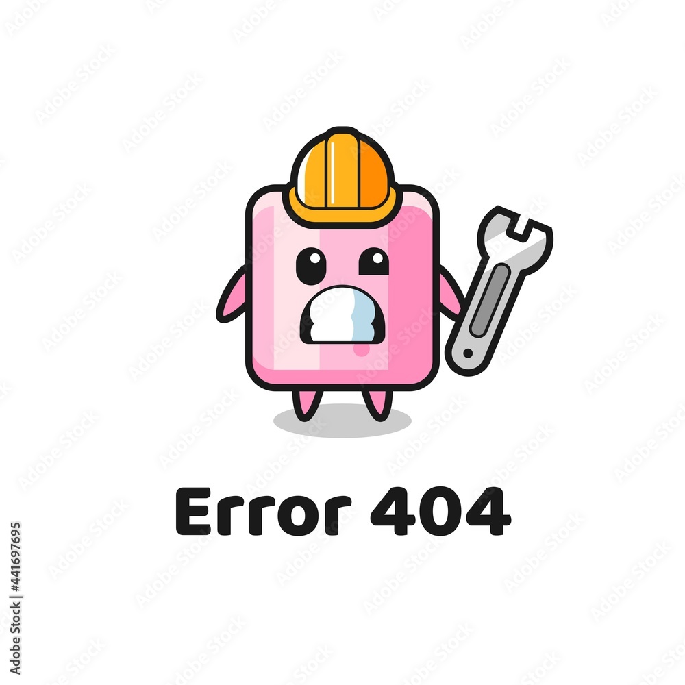 error 404 with the cute marshmallow mascot