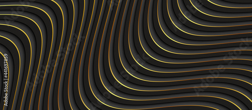 Abstract 3D black wavy back...