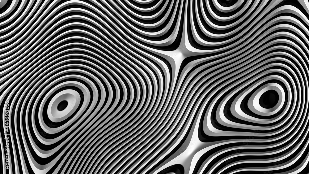 Abstract background with circular striped pattern black and white
