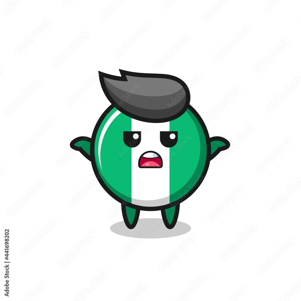 nigeria flag badge mascot character saying I do not know nigeria flag badge mascot character saying I do not know