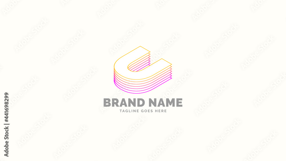 letter U layered trendy outline abstract logo vector design letter U layered trendy outline abstract logo vector design