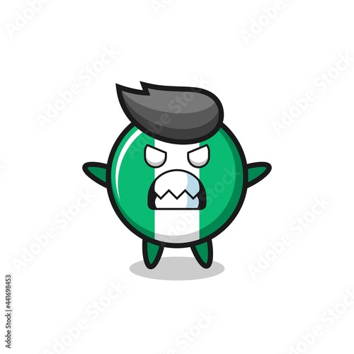 wrathful expression of the nigeria flag badge mascot character