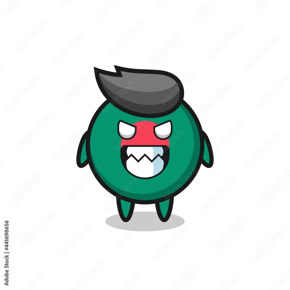 evil expression of the bangladesh flag badge cute mascot character