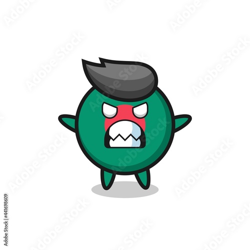 wrathful expression of the bangladesh flag badge mascot character