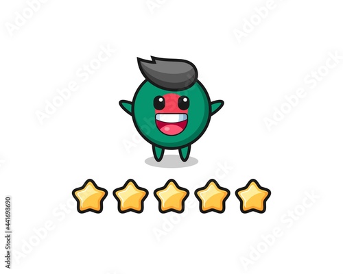 the illustration of customer best rating, bangladesh flag badge cute character with 5 stars © heriyusuf