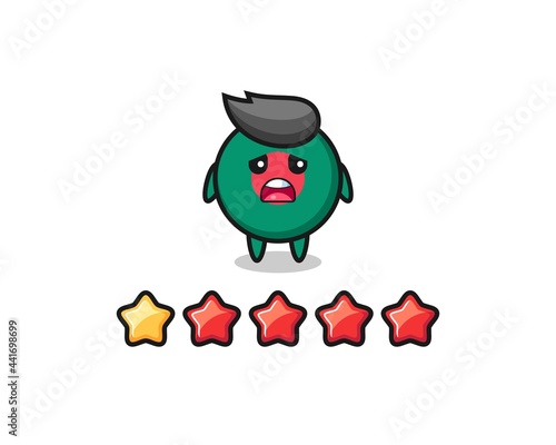 the illustration of customer bad rating, bangladesh flag badge cute character with 1 star © heriyusuf