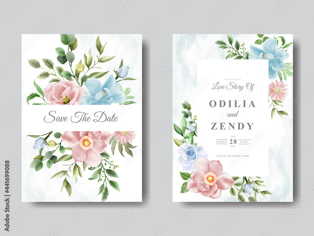 Wedding Card Set Greenery Floral Design