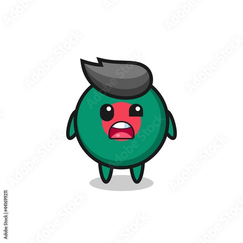 the shocked face of the cute bangladesh flag badge mascot