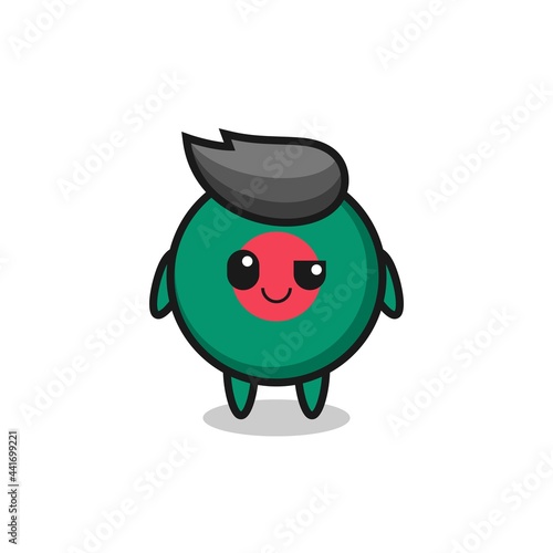 bangladesh flag badge cartoon with an arrogant expression