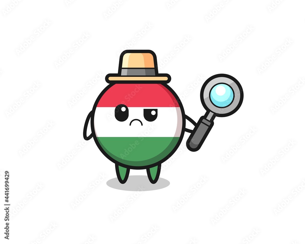 the mascot of cute hungary flag badge as a detective