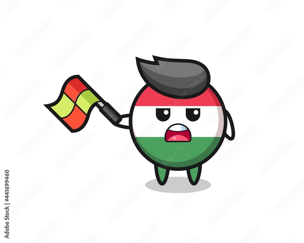 hungary flag badge cartoon as the line judge hold the flag up at a 45 degree angle hungary flag badge cartoon as the line judge hold the flag up at a 45 degree angle
