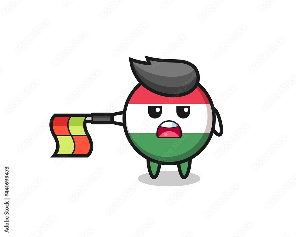 hungary flag badge character as line judge hold the flag straight horizontally hungary flag badge character as line judge hold the flag straight horizontally