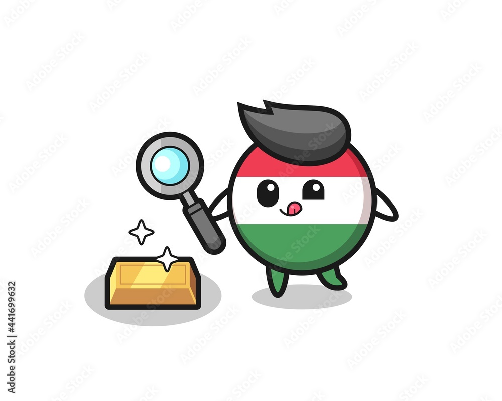 hungary flag badge character is checking the authenticity of the gold bullion hungary flag badge character is checking the authenticity of the gold bullion