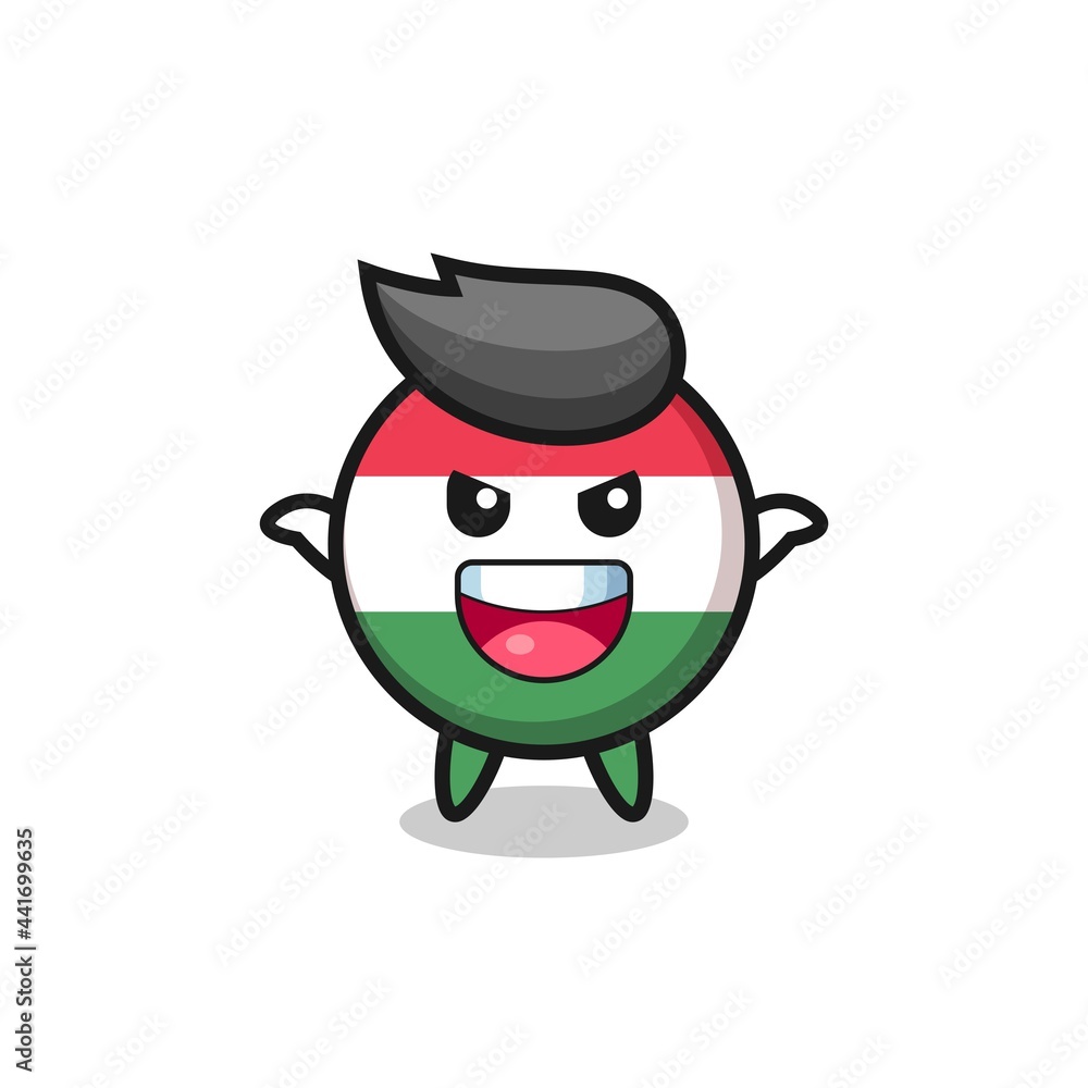 the illustration of cute hungary flag badge doing scare gesture the illustration of cute hungary flag badge doing scare gesture