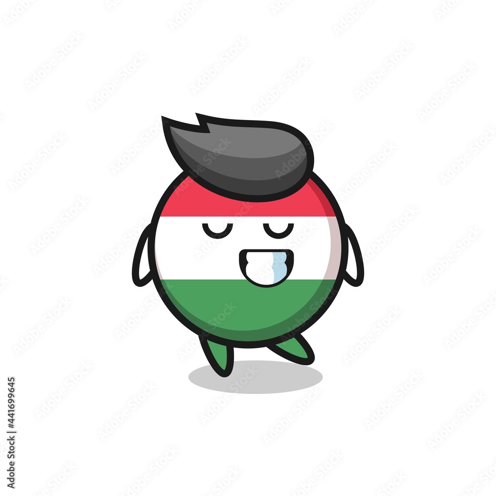 hungary flag badge cartoon illustration with a shy expression hungary flag badge cartoon illustration with a shy expression