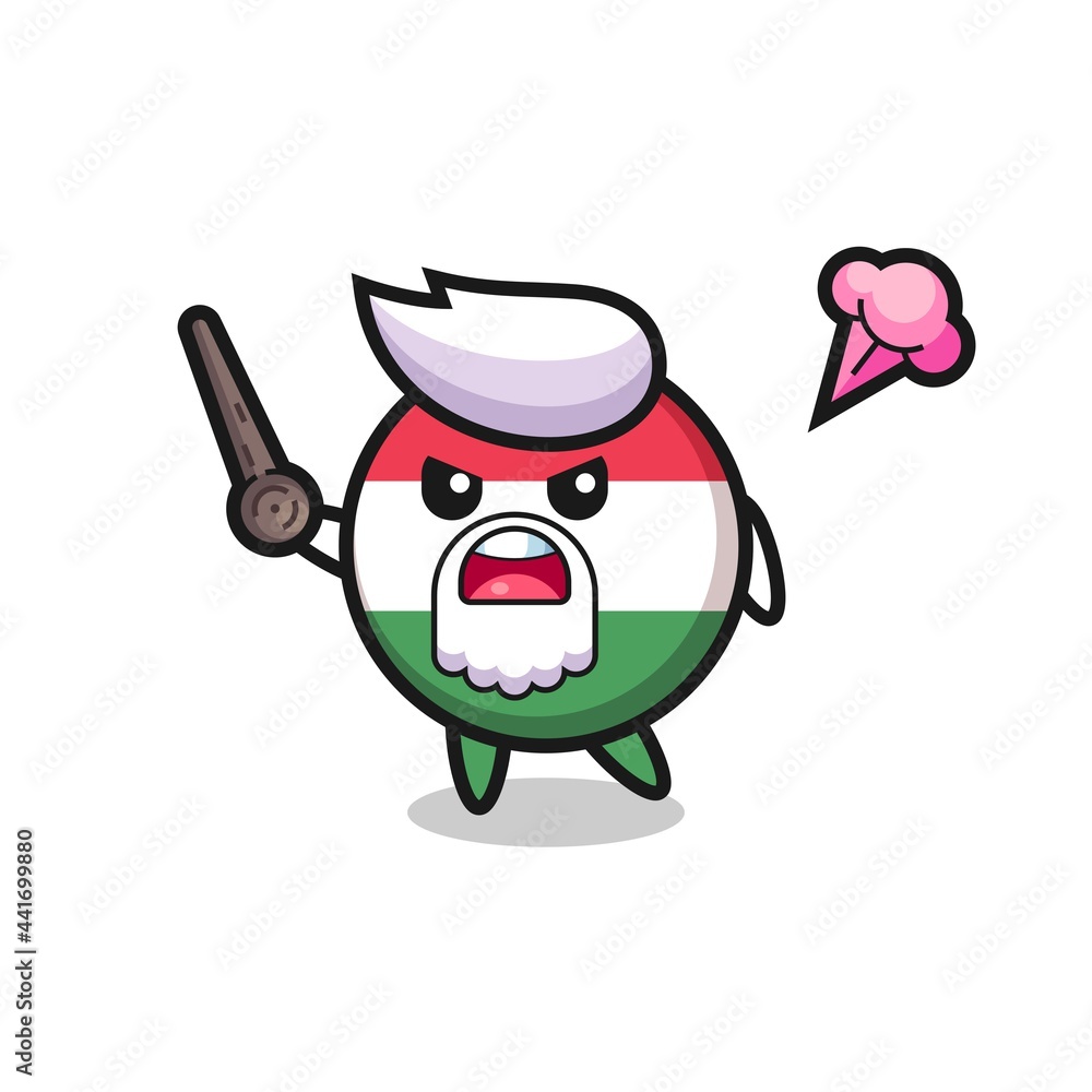 Obraz premium cute hungary flag badge grandpa is getting angry