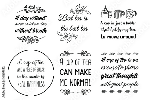 Set of vector quotes about tea