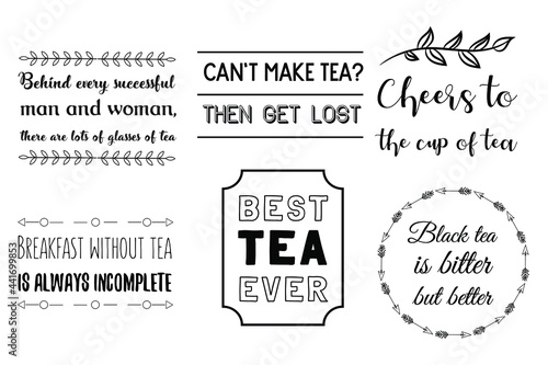 Set of vector quotes about tea